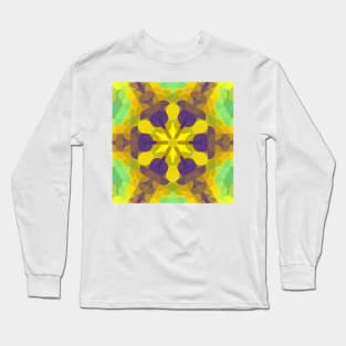 Retro Mandala Flower Yellow Purple and Green Long Sleeve T-Shirt